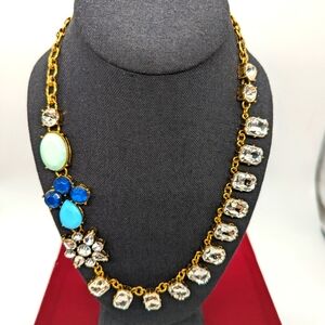 BLUE, TURQUOISE, FACETED CRYSTAL NECKLACE